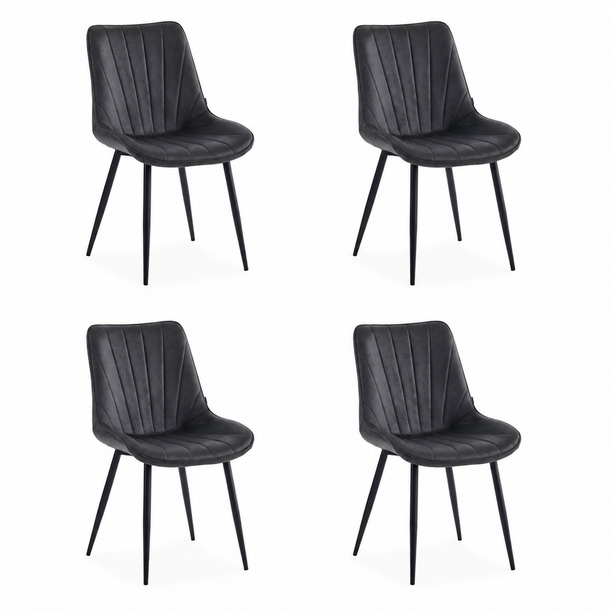 Colenis Lesedi Eetkamerstoel - Set Van 4 - Antraciet - Microfiber Stof - Industrieel