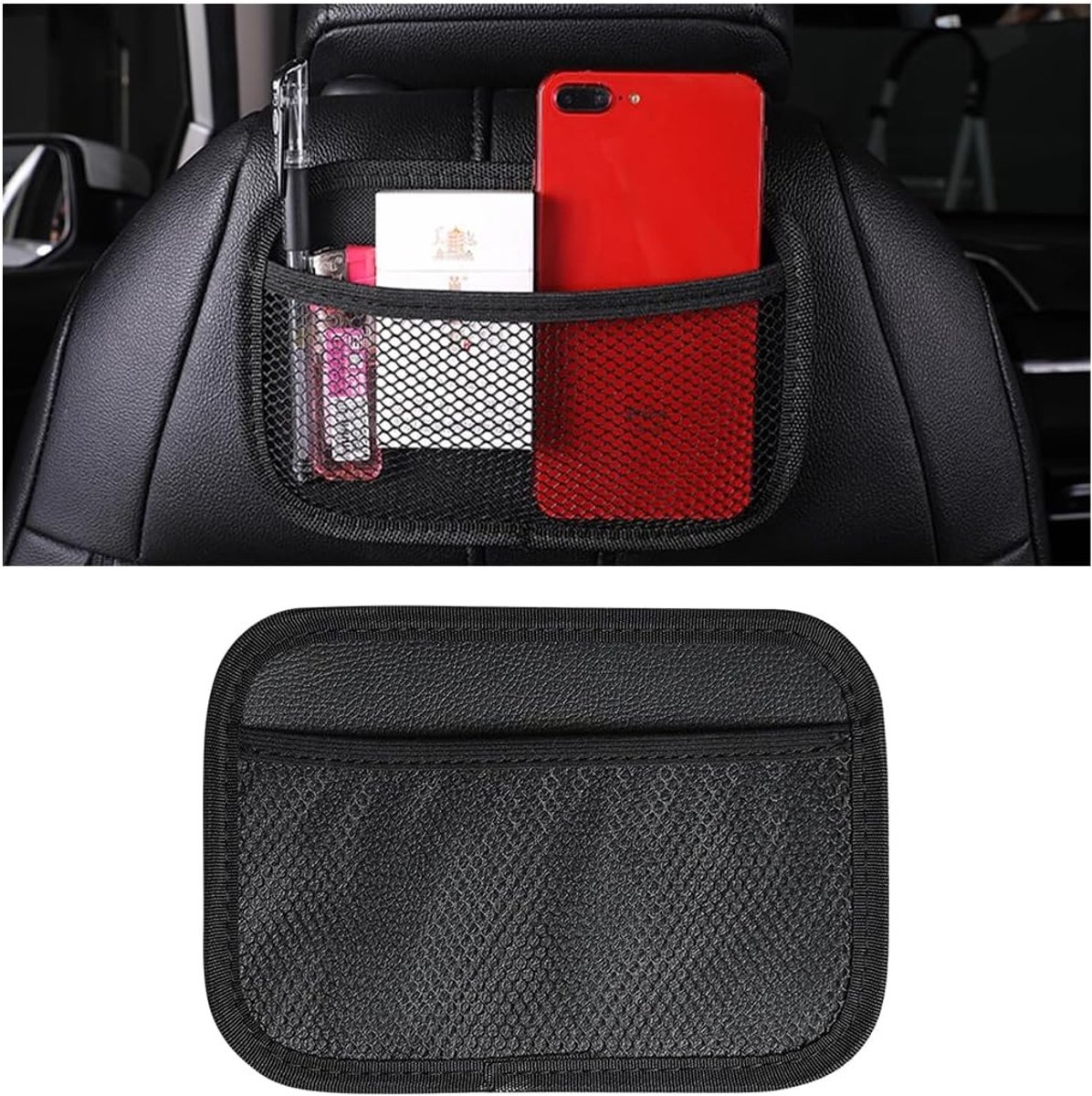 Mobiele Telefoon Tas voor Auto, Zelfklevend Opbergnet voor Stoel, Mini Opbergtas van Oxfordmateriaal (Groot)