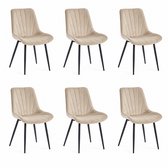 Colenis® - Lesedi Eetkamerstoel - Set Van 6 - Beige - Velvet