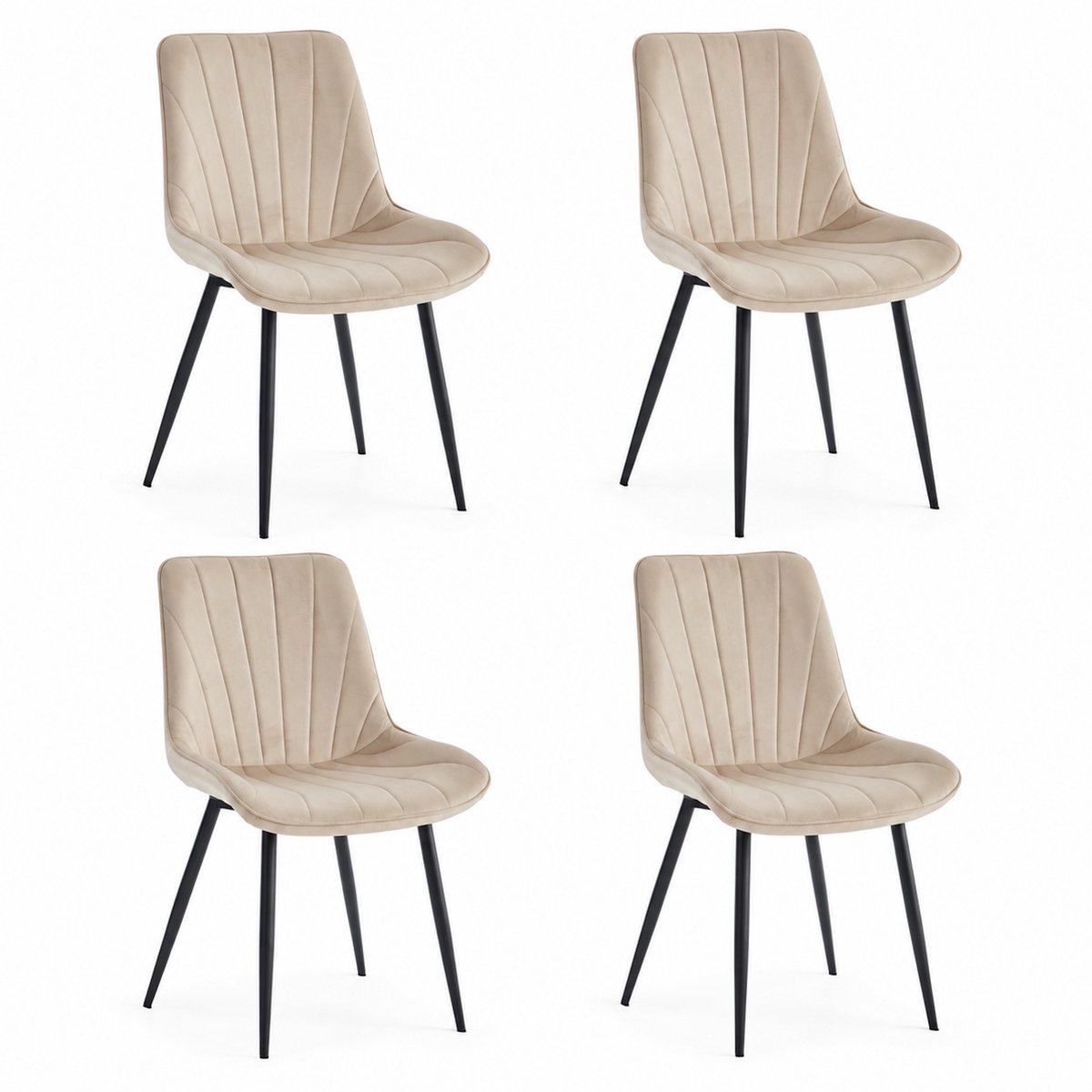Colenis® - Lesedi Eetkamerstoel - Set Van 4 - Beige - Velvet