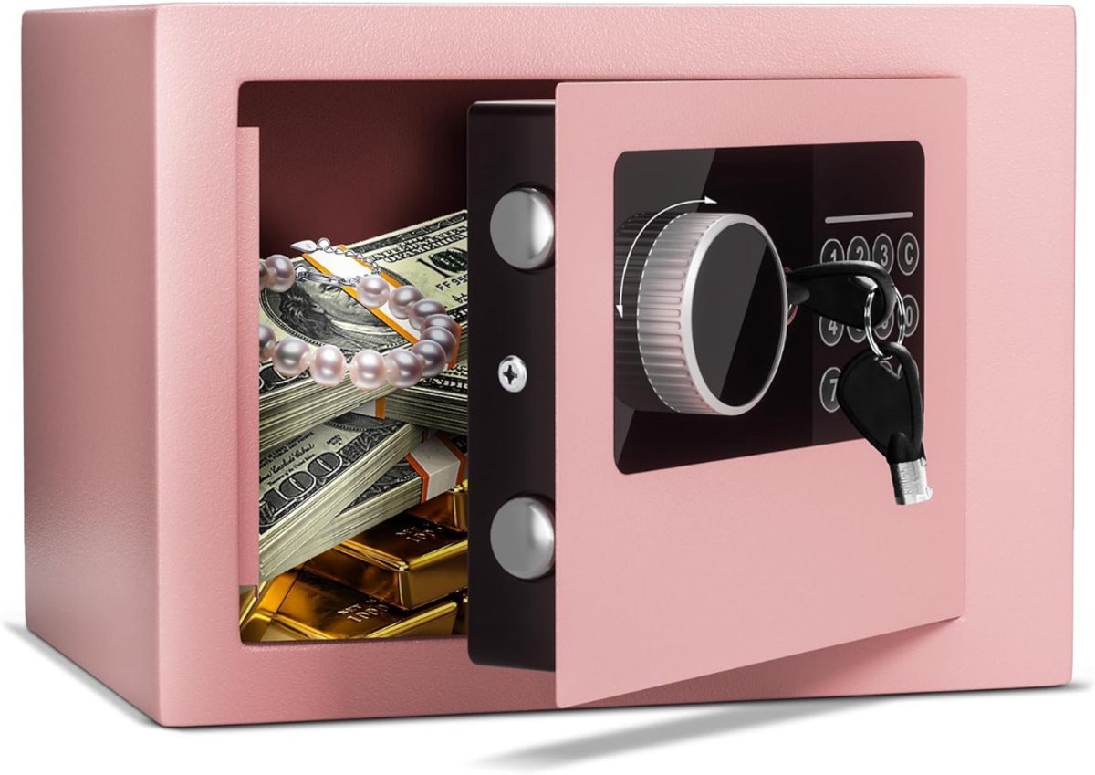 Lìon® Kluis Brandwerend - Brandkast - Kluis Brandwerend met Sleutel - Roze - 17cm x 23cm x 17cm
