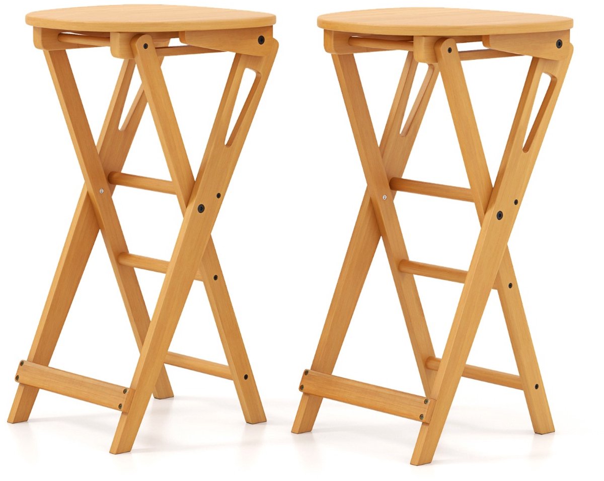 SureDeal® - Barkruk - Barkrukken Inklapbaar Barstoel - Voetensteun Keukenstoel Zithoogte - Keuken - Tuin - Bar Natuur - 38x34x84 cm - Natuur