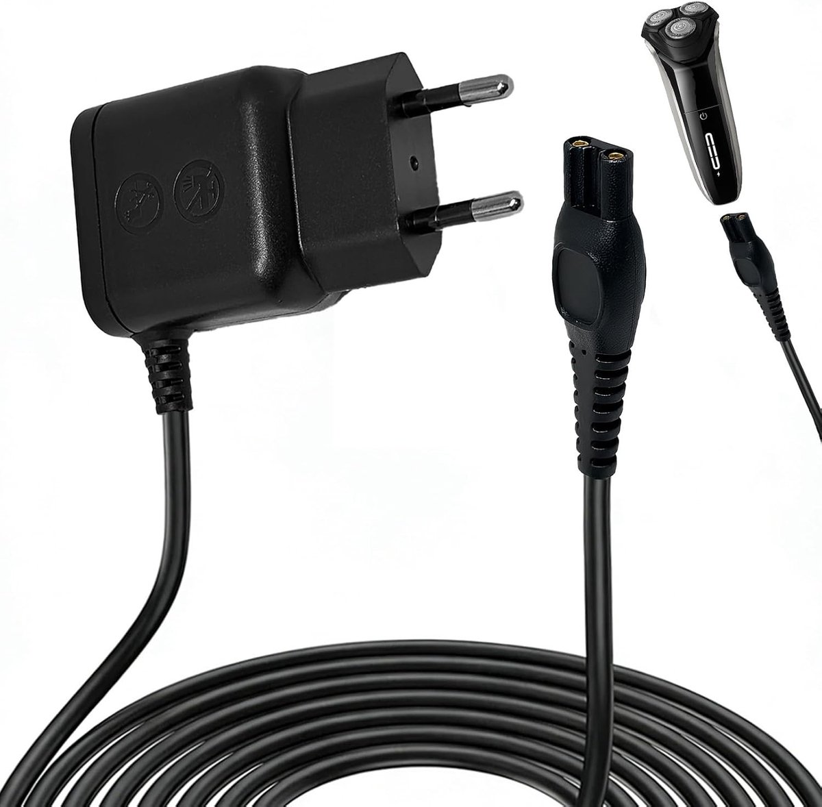 Oplaadkabel 15V voor Scheerapparaat, Vervangende Lader, Voeding Geschikt voor Series 3000 5000 7000 9000, Bodygroom, Multigroom, OneBlade QP6510 QP6520 QP6620, Scheerapparaat Accessoires