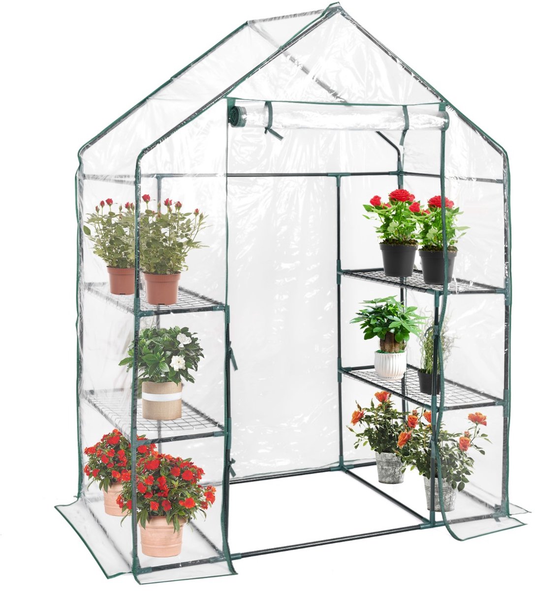 SureDeal® - Tuinier - Broeikas Foliekas Kas - Transparant - 143x73x195 cm - Groen