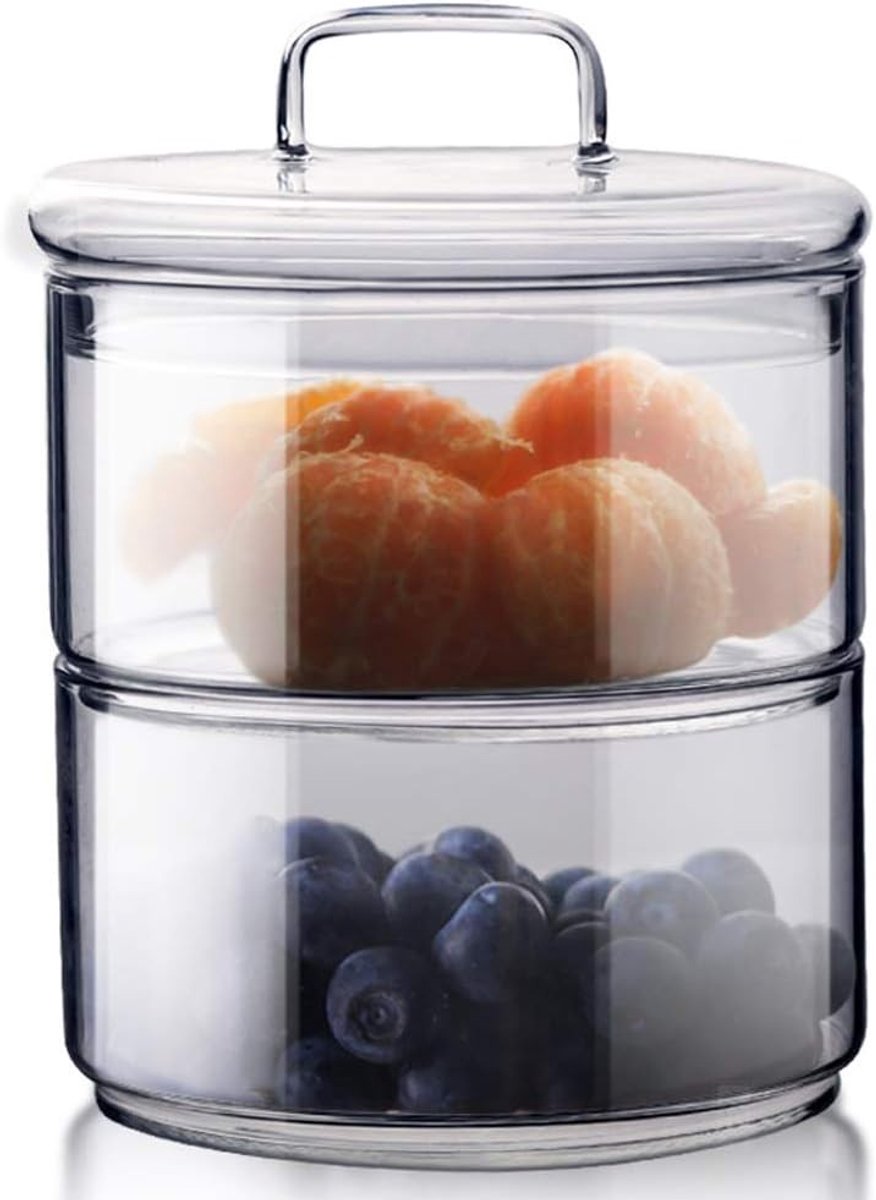 Set van Glazen Dessertkommen met Deksel - Ideaal voor Snoep, Buffet, Thee en Koffie - Perfect voor Bruiloften en Feesten (2 kommen)