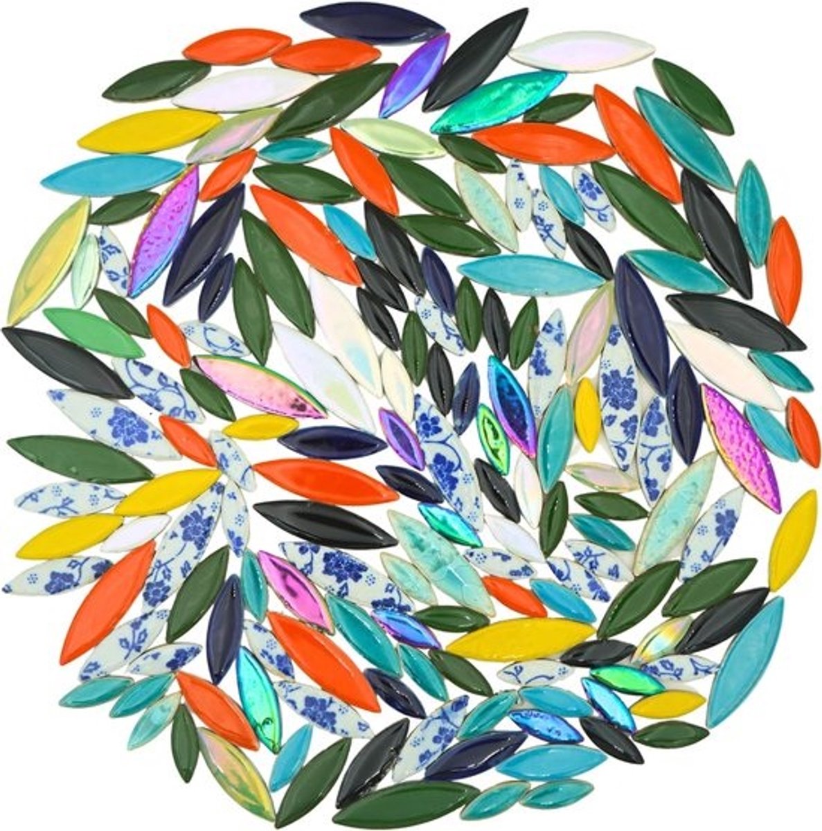Keramische Mozaïektegels - Blad Vormen - DIY Decoratie - Mix van Drie Maten - 500g Pakket - Gemengde Kleuren