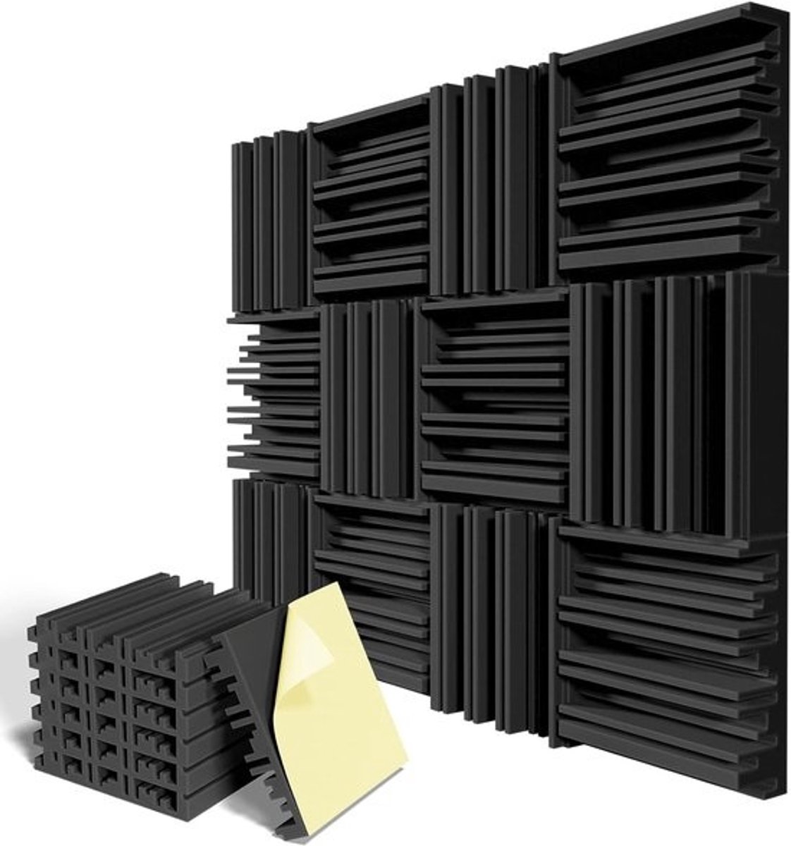 Geluidsisolatie Schuimplaten - Akoestische Panelen - Geluidsverbetering - Zelfklevend - 30x30x5 cm - Zwart