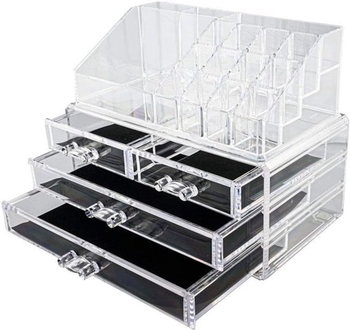 Make-up Organizer - Cosmetica Opbergsysteem - Orde Creëren - 16 Vakken 4 Laden - 23x13x18 cm - Transparant