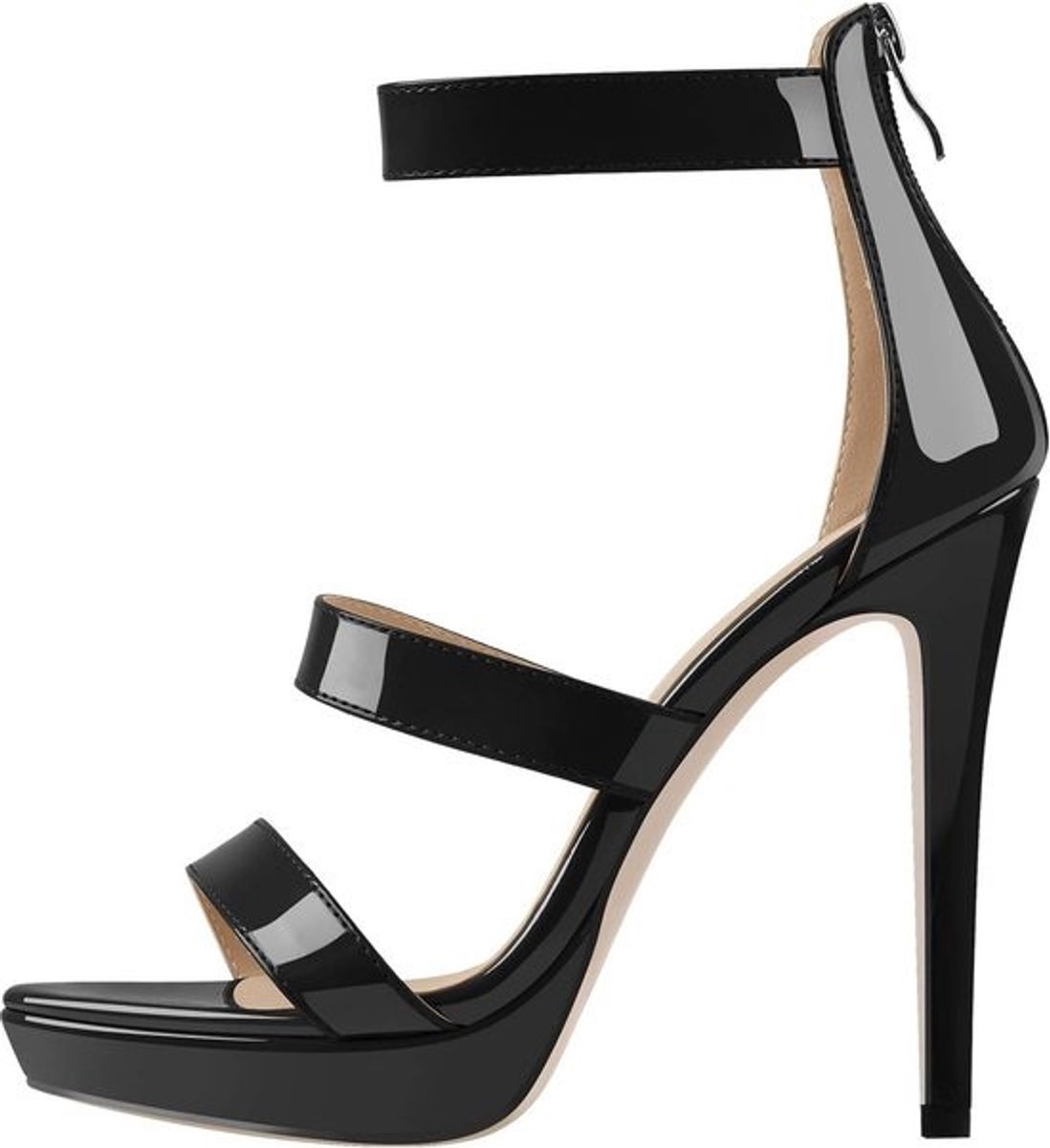 Plateau Sandalen - Hoge Hakken - Feestelijk Uitgaan - Ritssluiting Achterkant - 15 cm Hakhoogte