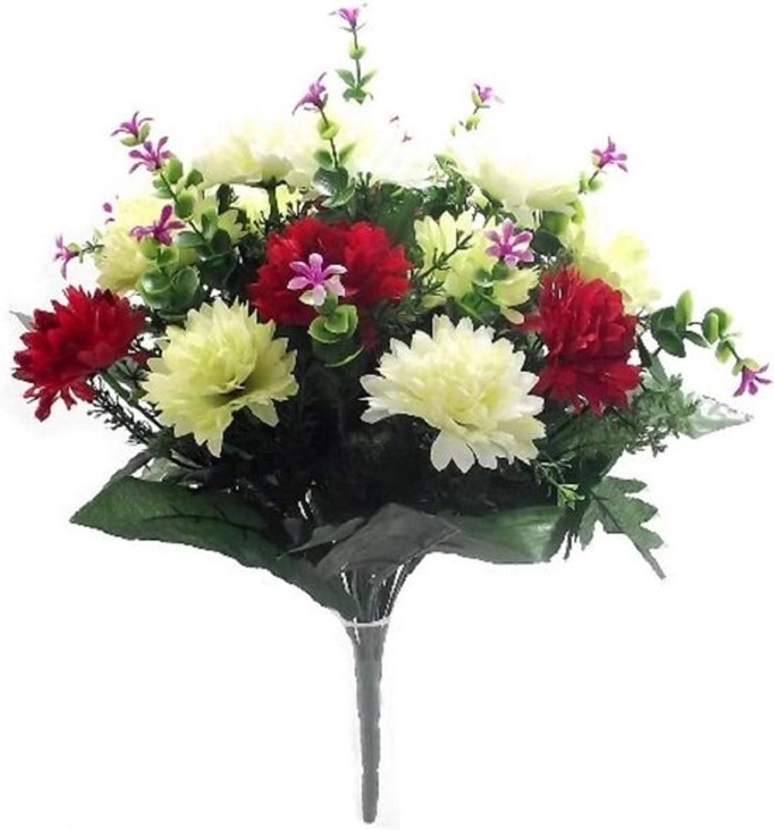 Nepbloemen Struiken - Kunstplanten Decoratie - Graf Decoratie - Milieuvriendelijk Materiaal - 41 cm Hoog - Rood Ivoor Groen