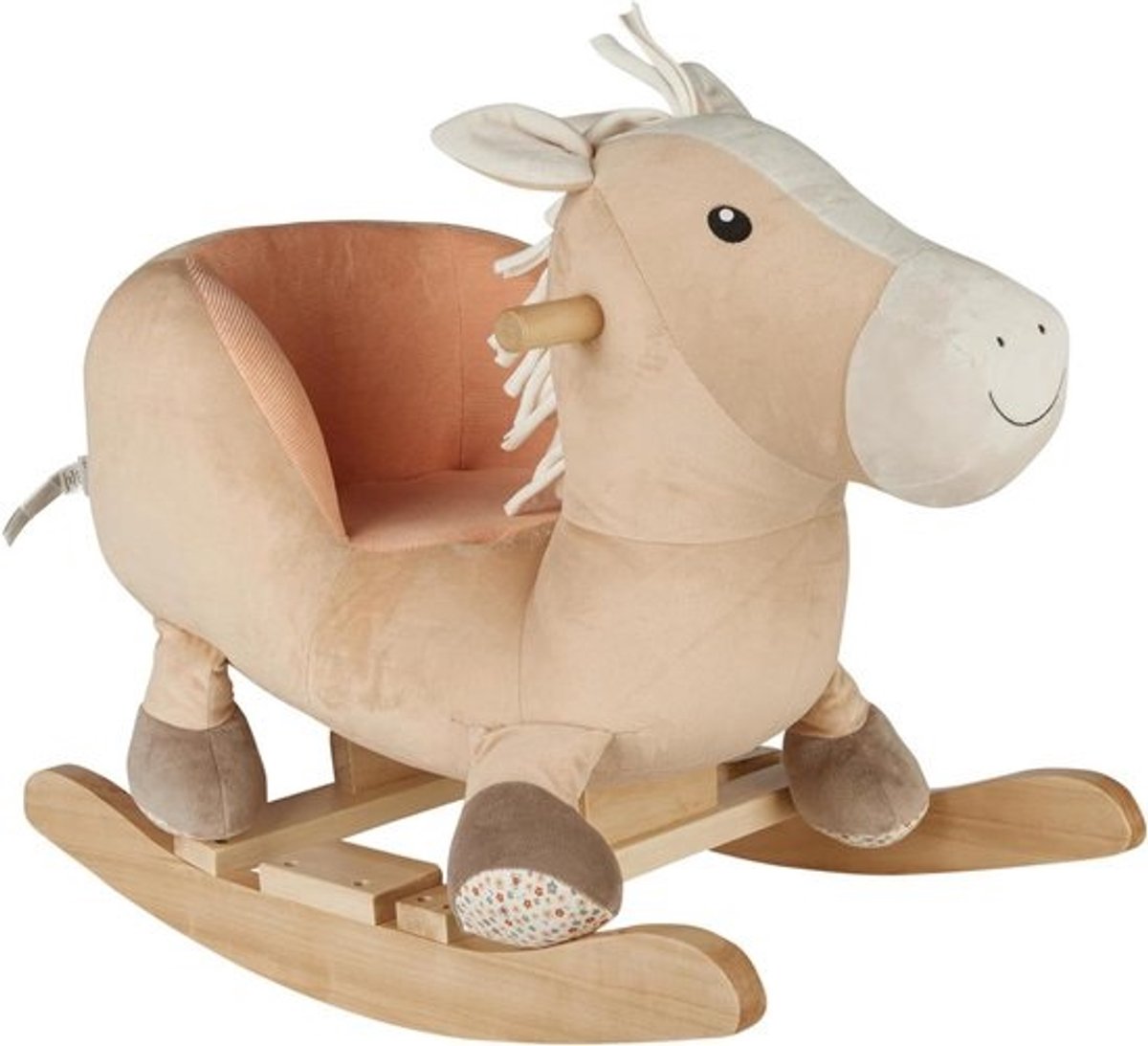 Hobbelpaard Sunny - Schommeldier paard - Baby & peuter spel - Fluweelzacht materiaal - 52 x 36 x 68 cm