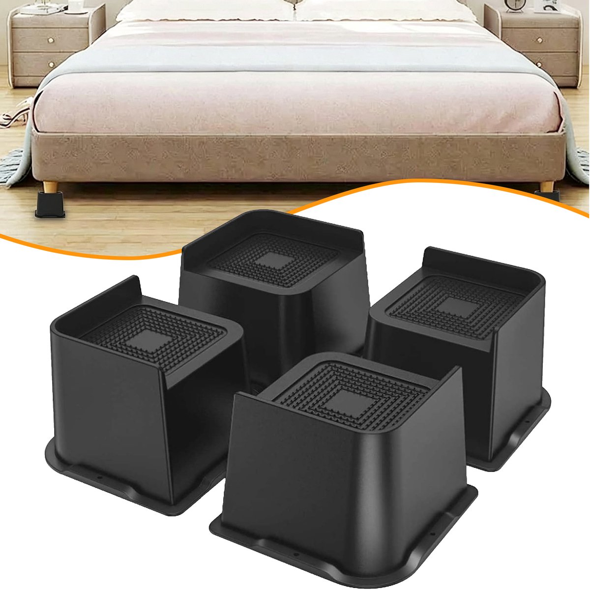 Bedverhogers 4 Inch - 4 Stuks Zware Meubelverhogers - Stoelverhogers - Tafelpoten - Bedliftblokken - Voor Bank Bureau Sofa
