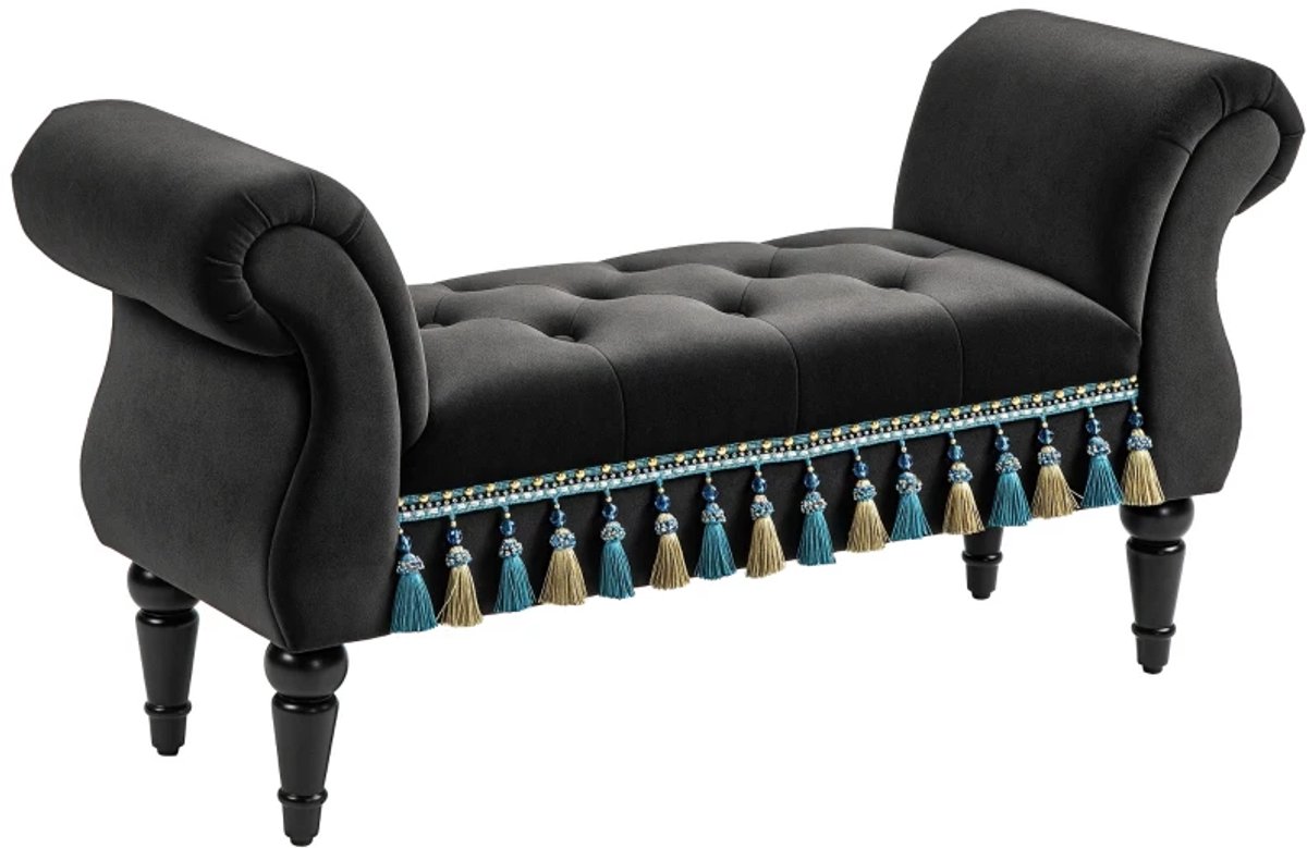 Bankje - Gestoffeerde Bank - Vintage Design - Draagvermogen Tot 150 kg - 117 x 40 x 58 cm - Donkergrijs