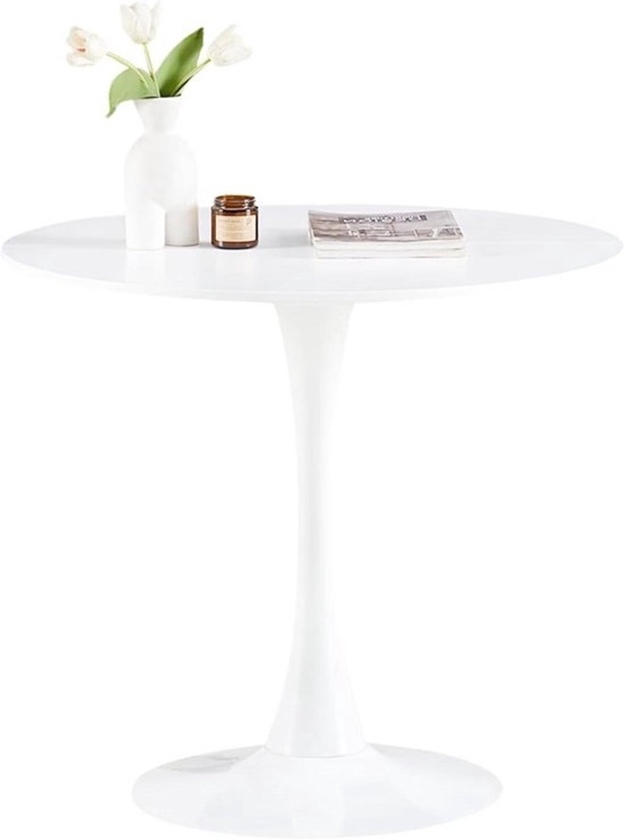 Ronde Eettafel - Keukentafel Kleine Tafel - Gezellig Eten - Stabiel Mdf Tafelblad - 80 x 80 x 73 cm