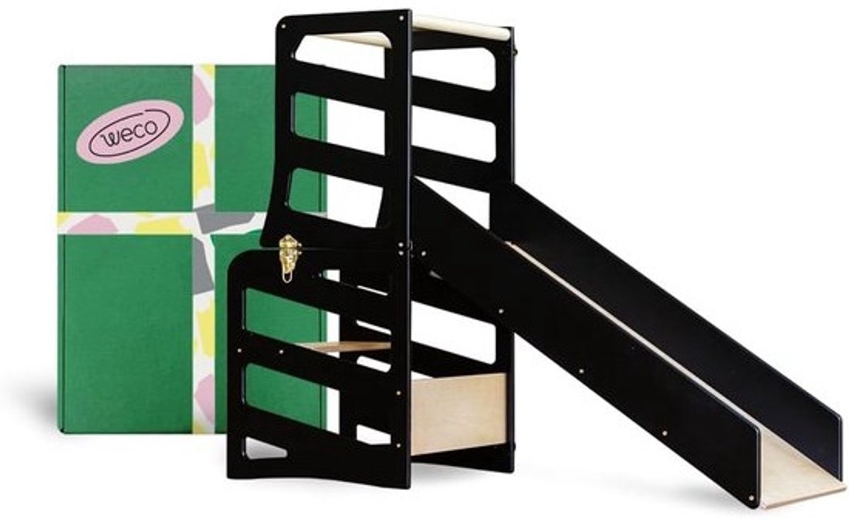 Montessori Kinder-leertoren 3-in-1 met Glijbaan en Bureau - Inklapbare Keukenhulp voor Kinderen