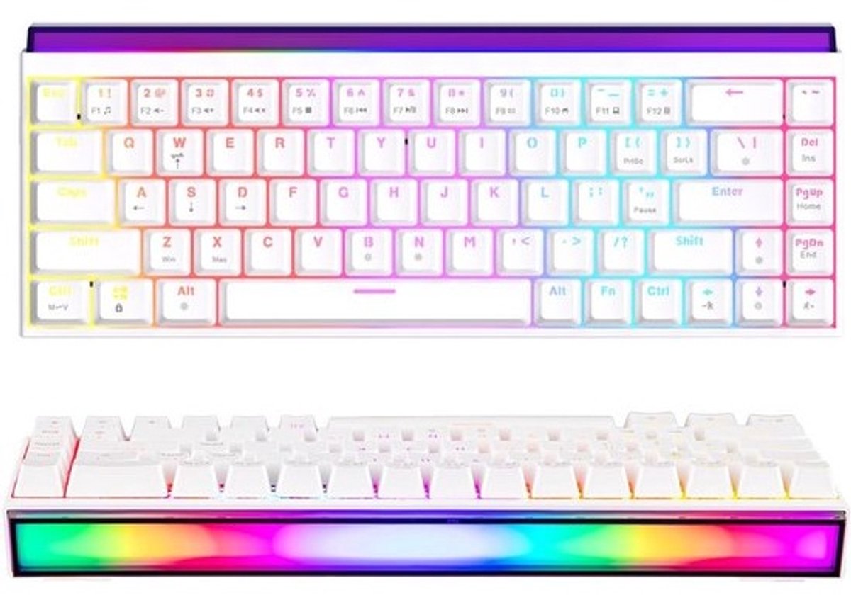 Compact 65% Gaming Toetsenbord (68 Toetsen) Mechanisch, Hot Swappable - Wit