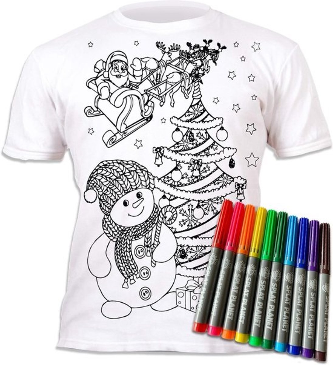 Katten T-shirt om in te kleuren | Herbruikbaar met uitwasbare stiften | 100% Katoen