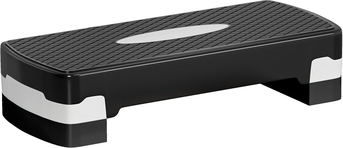 Fitness stepper, aerobic stepper, antislip, in hoogte verstelbaar, 2 niveaus (10/15 cm), draagvermogen 150 kg, voor thuisgymnastiek, 68x29x15 cm, zwart