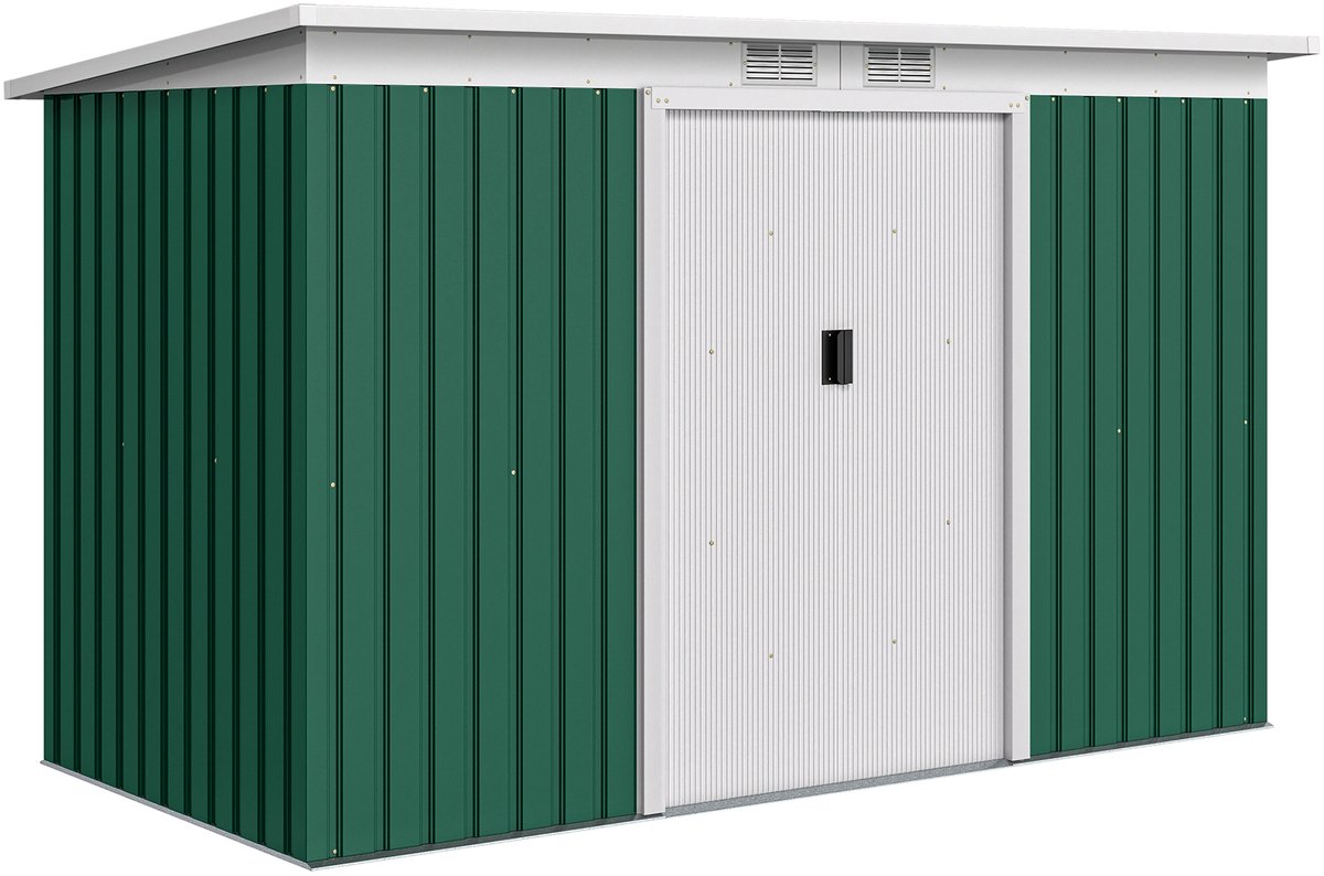 Tuinschuur 280x130x172 cm Metalen opbergruimte voor buitengereedschap Olijfgroen