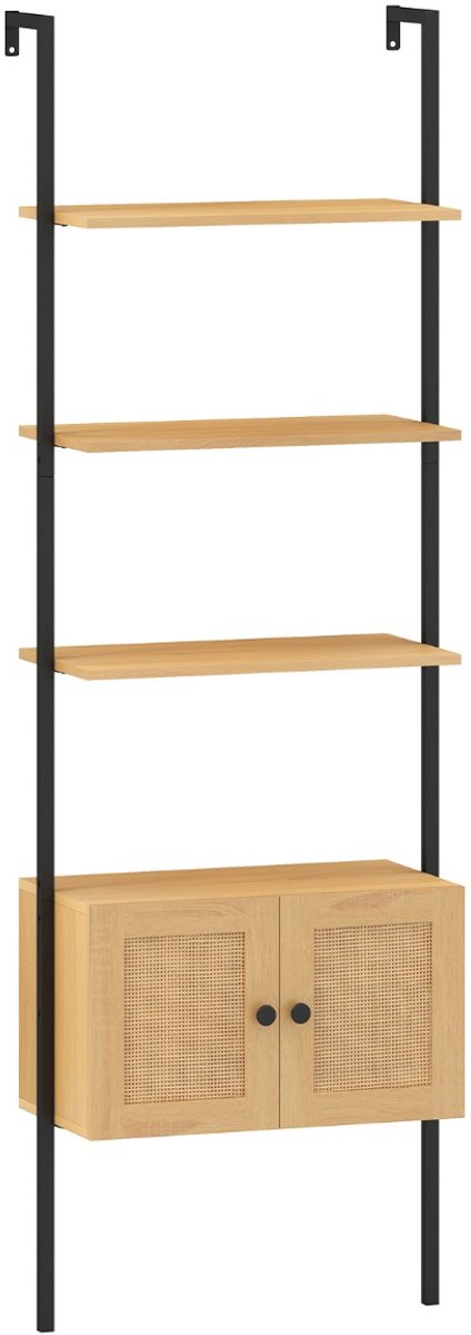SureDeal® - Opbergrek - 5-laags Ladderrek Boekenrek - Kast Kantelbeveiligingssets - Metalen Natuur - 60x31,5x184 cm - Naturel