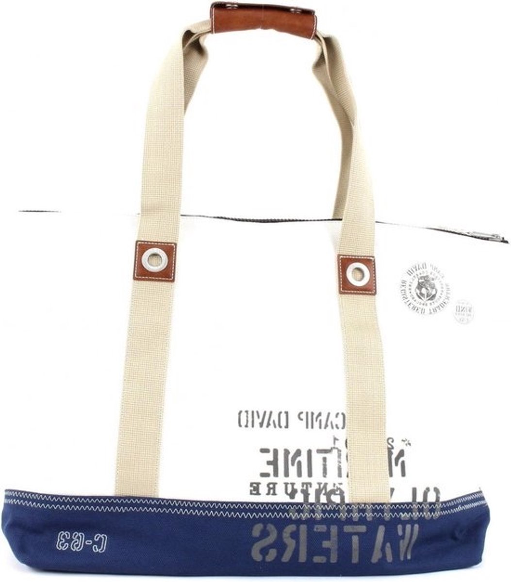 Shopper Tas - Boodschappentas Herbruikbaar - Boodschappen Doen - Lijnvoering Katoen - 41 cm - Wit