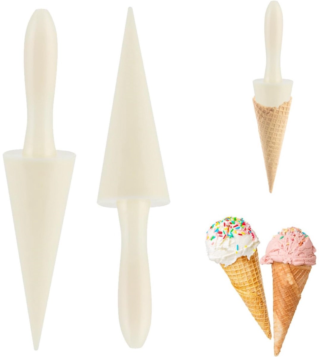 longziming - Wafelkegelroller - Ijs hoorntjes Maker - Wafel Kegel Vorm - Eenvoudige DIY Werking - Anti-aanbaklaag - ABS Materiaal - Ergonomische Handgreep - Veilig Gebruik - 2 Stuks