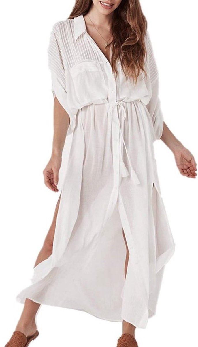 Lange Bloemige Kimono Dames Strandjurk Zomerjurk Plus Size