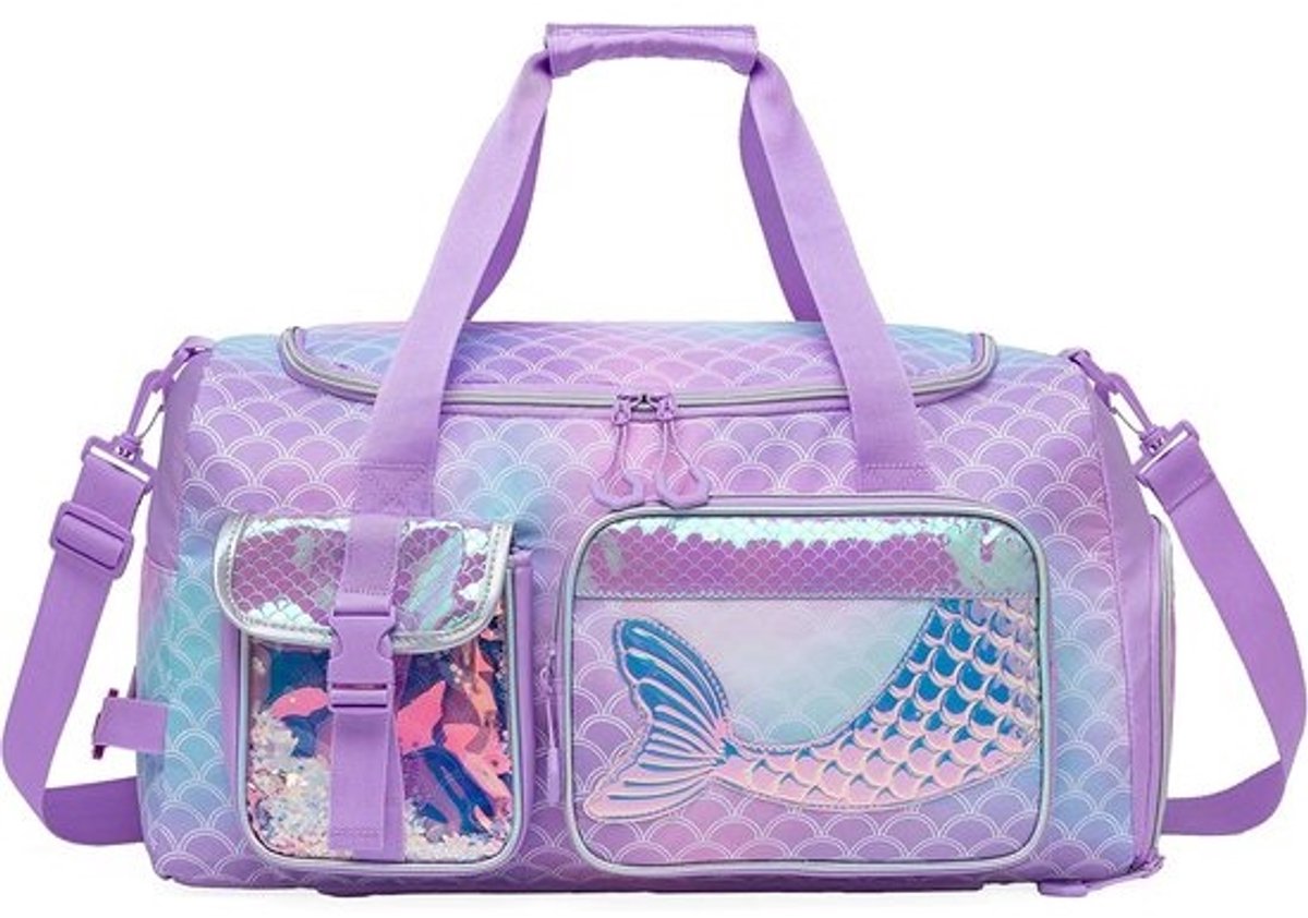 Sporttas Meisjes - Zwembadtas Weekendtas - Sport School - Met Schoenenvak - 50 cm - Paars