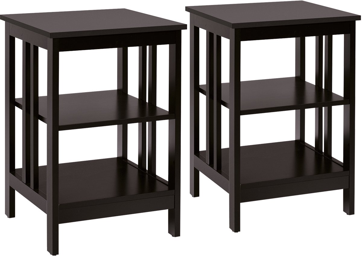 SureDeal® - Nachtkastje - Nachtkastjes Bijzettafel - Versterkte Spijlen Salontafel - Bank - Niveaus Koffie - 40x40x61 cm - Koffie