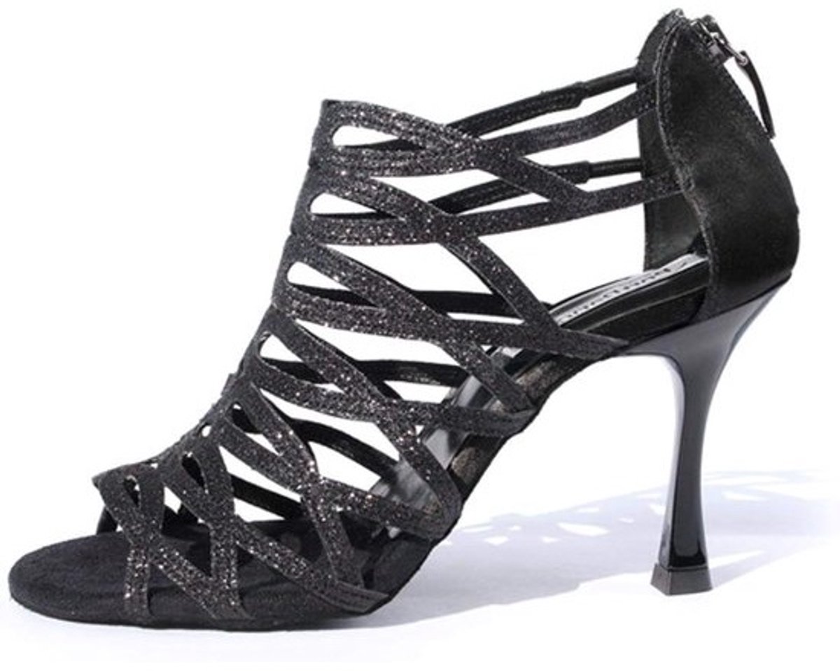 Dames Dansschoenen Salsa Latin Schoenen Zwart Suède Zool Hak 6 cm Flare