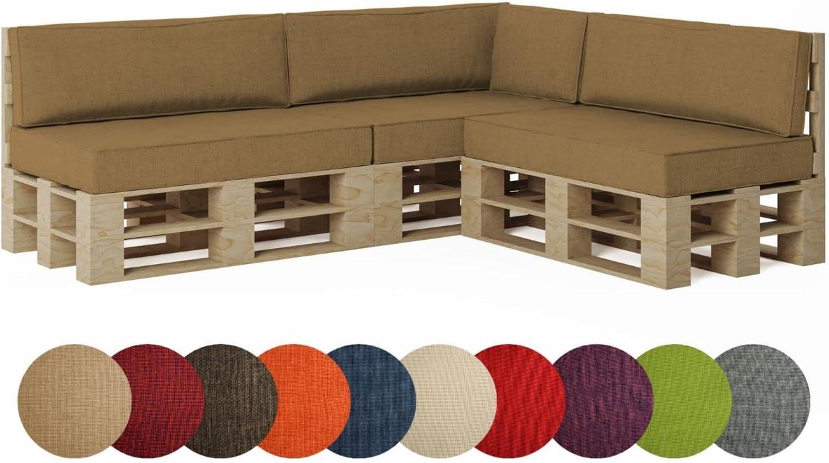 Pallet Kussen Set - Zitkussen Rugleuning - Terras Meubilair - OEKO-TEX Gecertificeerd - Set Van 7 - Bruin