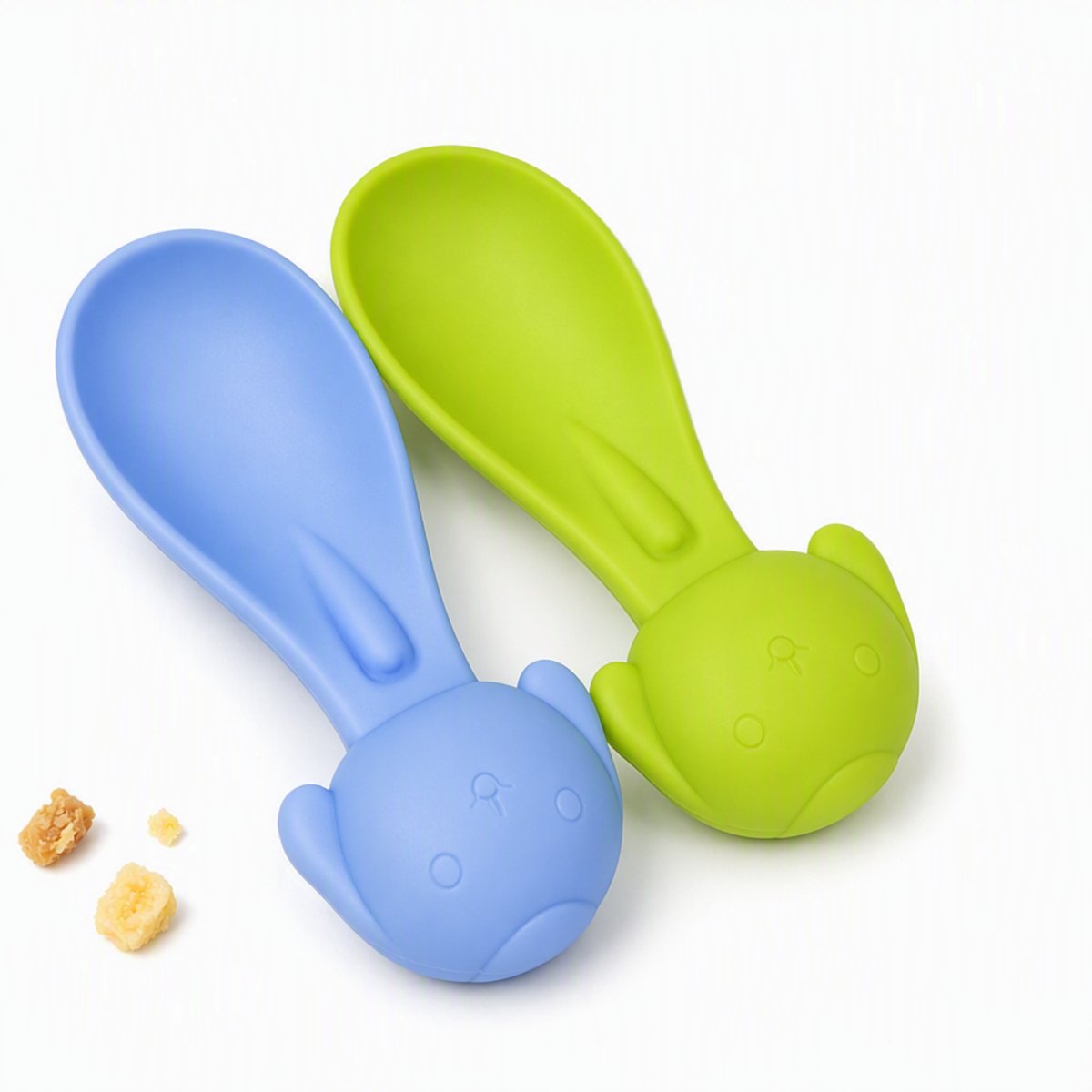 ECTEATOY® Baby lepels 2 stucks - Kinderbestek - Siliconen - Zachte Mondstuk voor Fruitpureezakjes - BPA-Vrij - voor baby’s vanaf 3 maanden