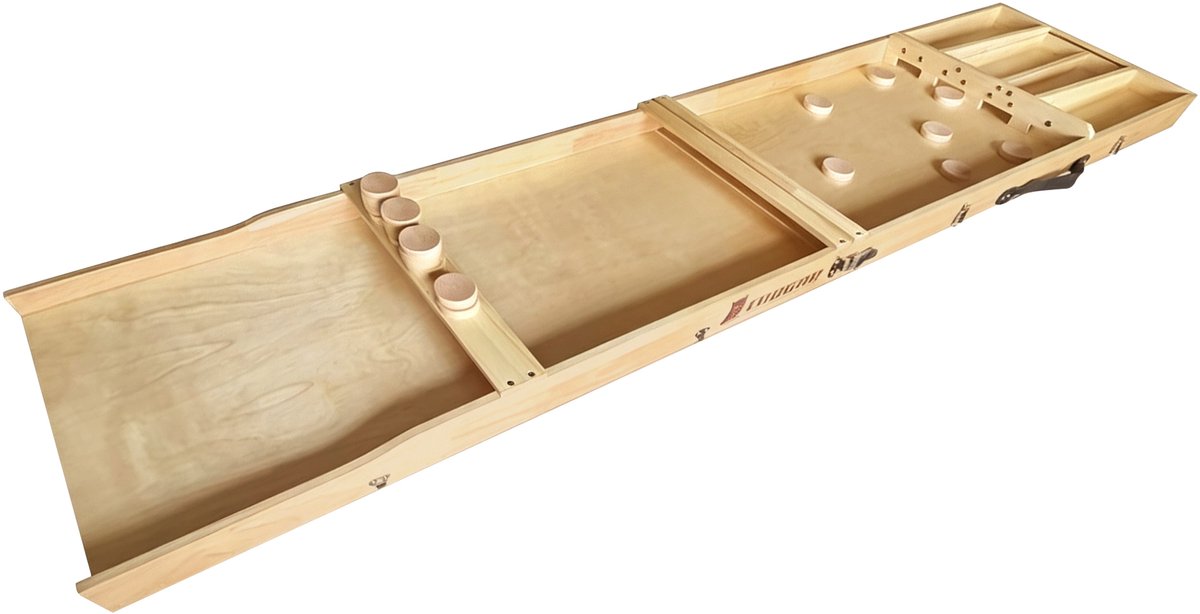 Cougar Dutch Shuffleboard Sjoelbak 2-delig 200 cm – Tweedelige Houten Sjoelbak – Inclusief 30 Houten Sjoelschijven – Familiespel voor Binnen – Vanaf 5 Jaar