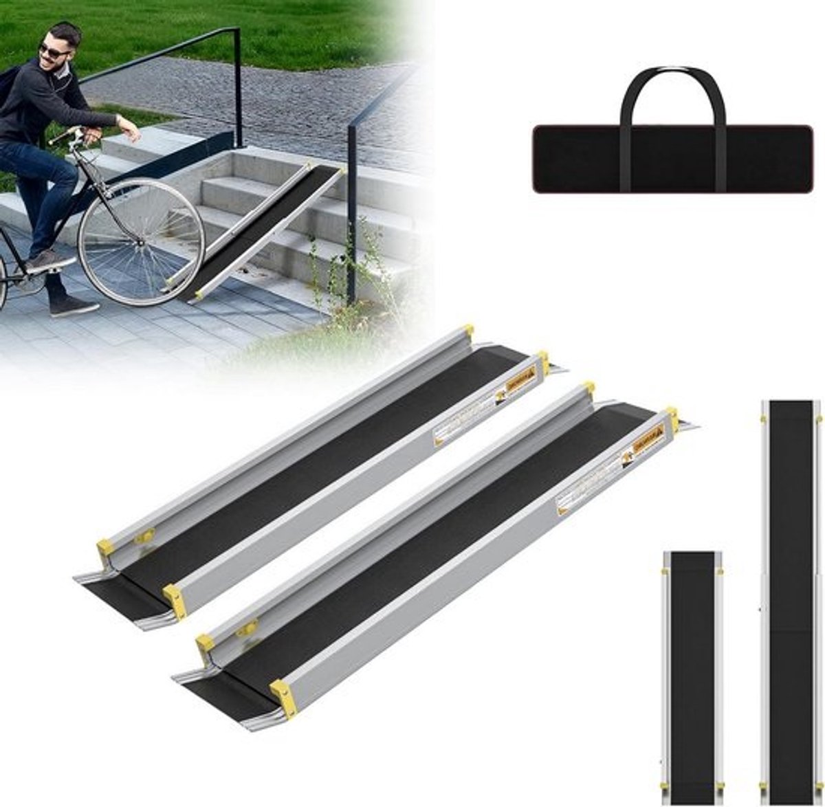 Telescopische Rolstoelhelling - Verstelbaar Aluminium Oprit - Max 300 KG - Inschuifbaar