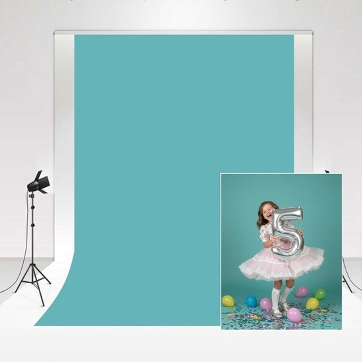 Effen Blauwe Achtergrond 1.5x2.2m voor Studio en Portretfotografie Zonder Vouwen
