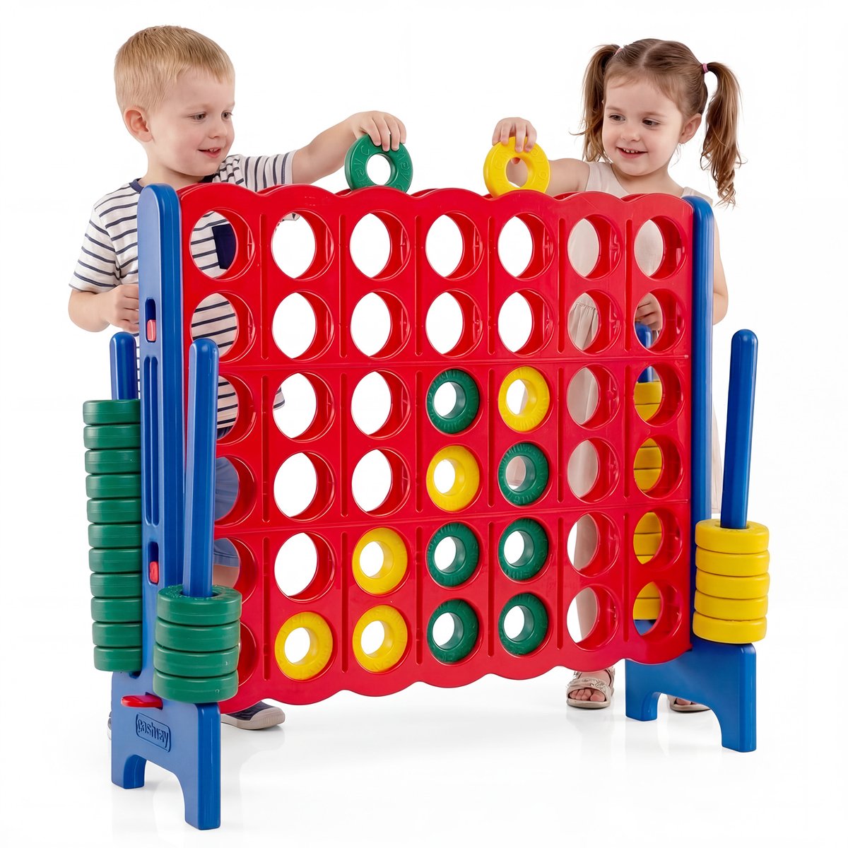 SureDeal® - Tuinspell - Rij Spel Rij - Jumbo Ringen - 115x37,5x104 cm - Blauw