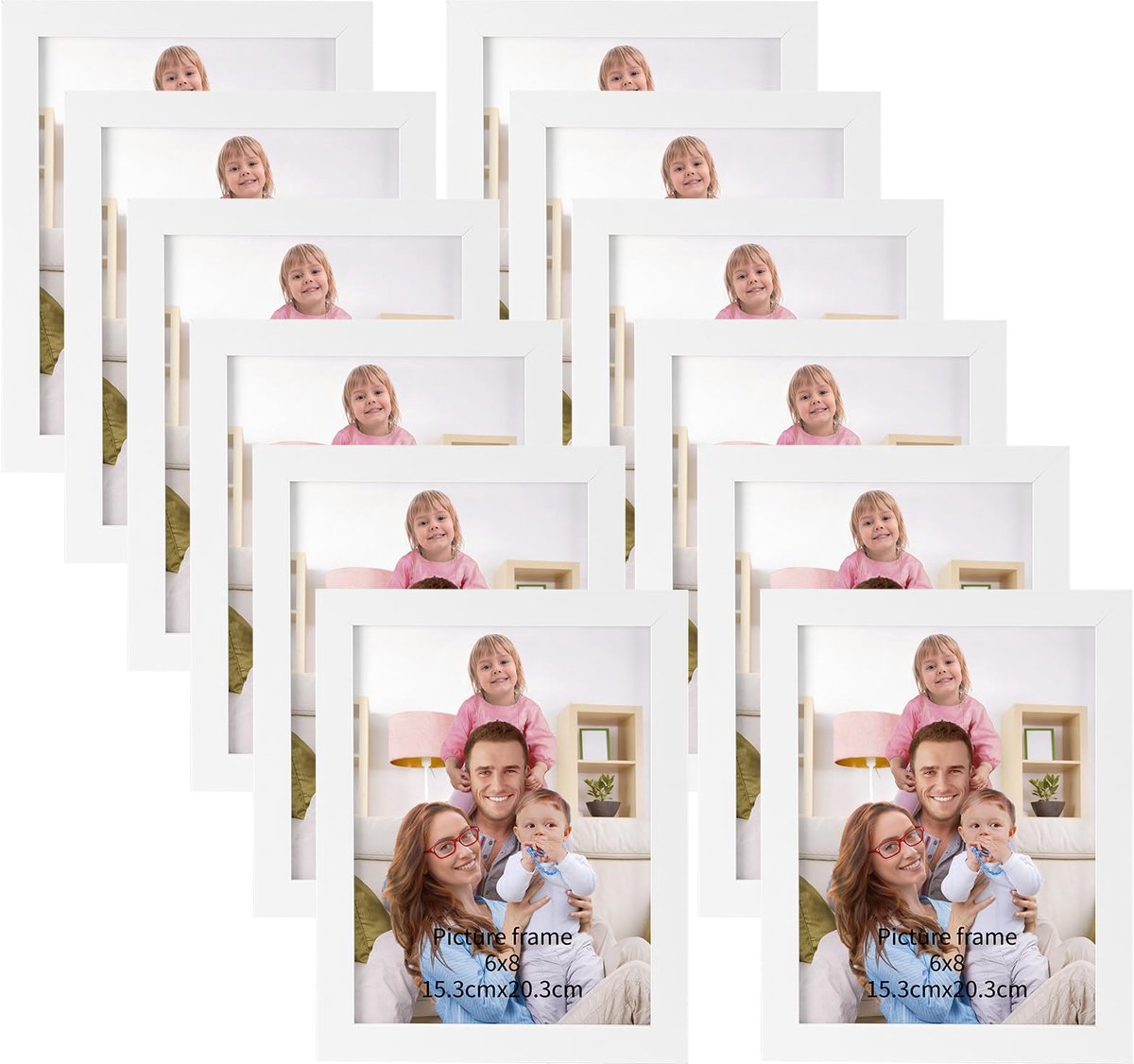 Giftgarden 12 stuks fotolijsten set 15 x 20 cm, witte fotolijsten voor 20 x 15 cm foto's of afbeeldingen, wand- of - ShopVlot