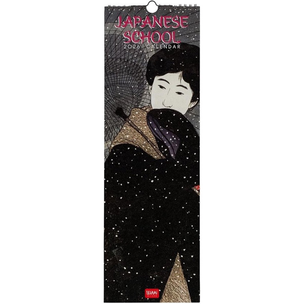 Wandkalender 2026 - Japanse Schoolstijl - 12 maanden - 6 talen - Notities - Sterrenbeelden - Feestdagen - 16 x 49 cm