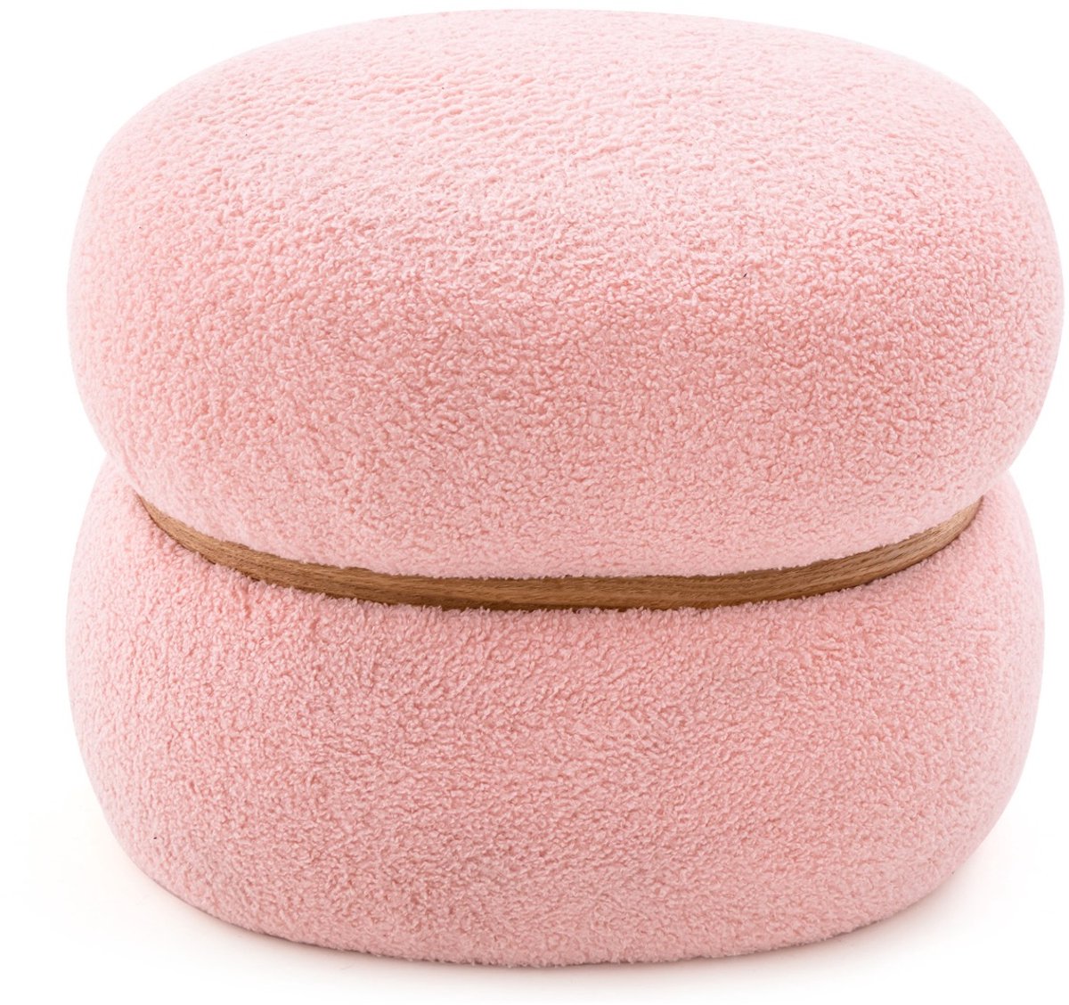 SureDeal® - Poef - Ovale Gevoerde Voetensteun - Gestoffeerde Zitting - Houten Ring Maximale - 44x35x35 cm - Roze