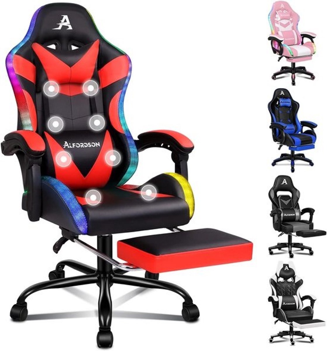 Ergonomische Gaming Stoel met Verstelbare Rugleuning en Voetensteun