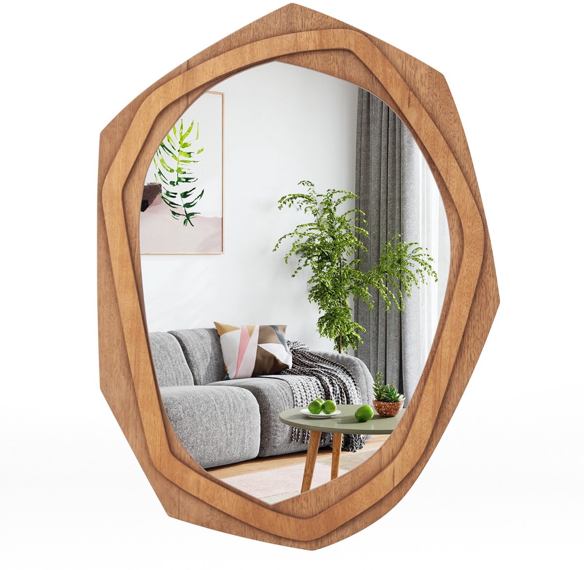 SureDeal® - Wandspiegel - Decoratieve Spiegel - Onregelmatige Lijst Grote - Uitzetschroef Inkomhal Badkamer - 89,5x66 cm - Naturel