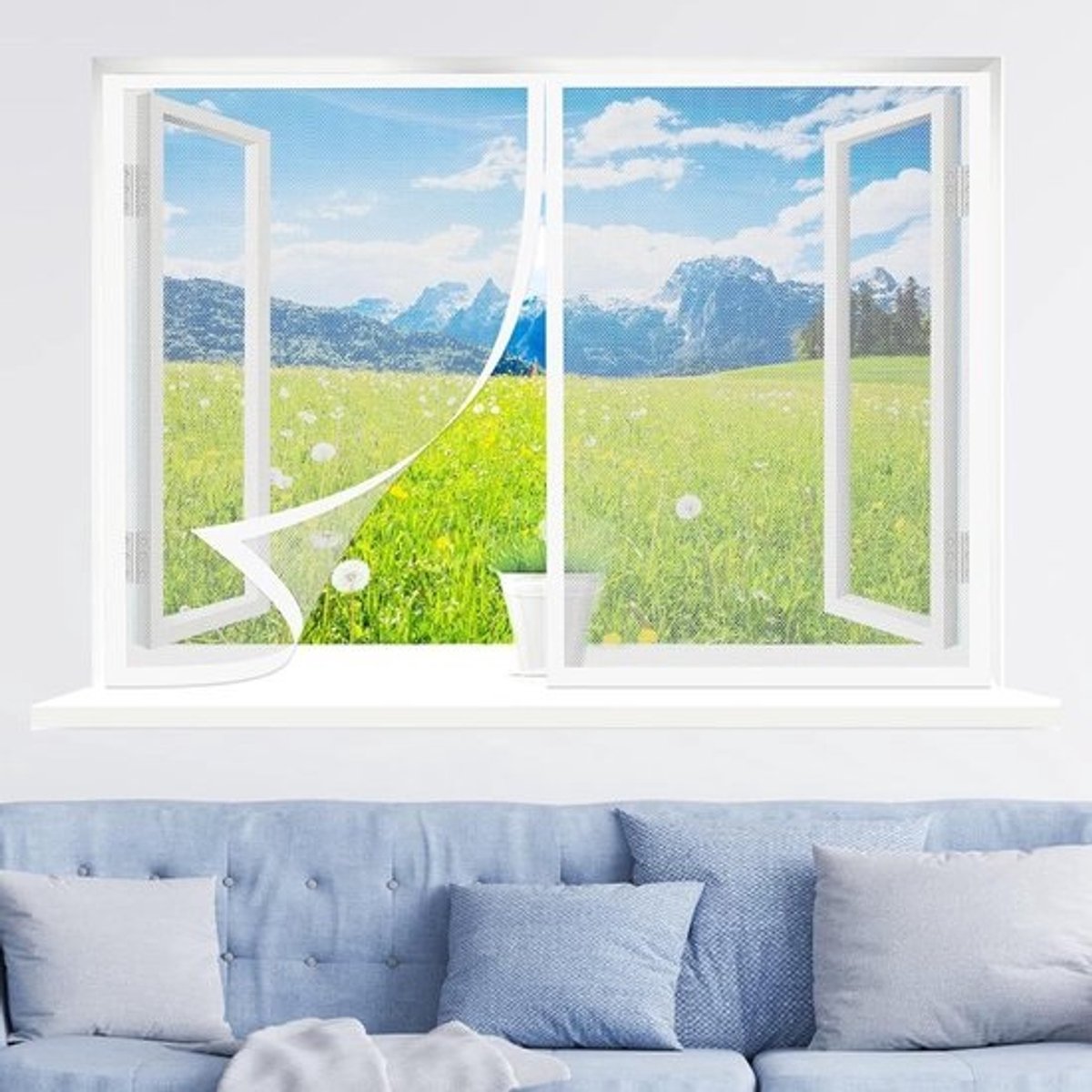 Magnetisch vliegscherm - Horraam Klamboe raam - Insecten buiten houden - Eenvoudige installatie - 105 x 80 cm - Wit