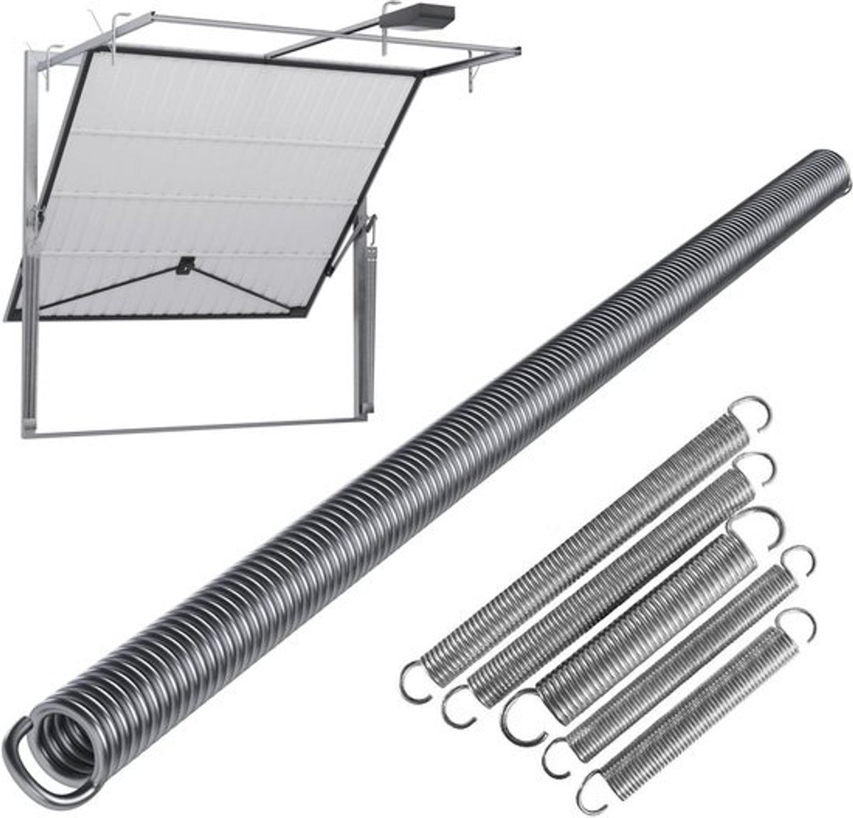 Garagedeurveren Set - Trekveren Spanveren - Deuren Repareren - Verzinkt Corrosiebestendig - 6 Stuks 3/20/400 mm - Zilver