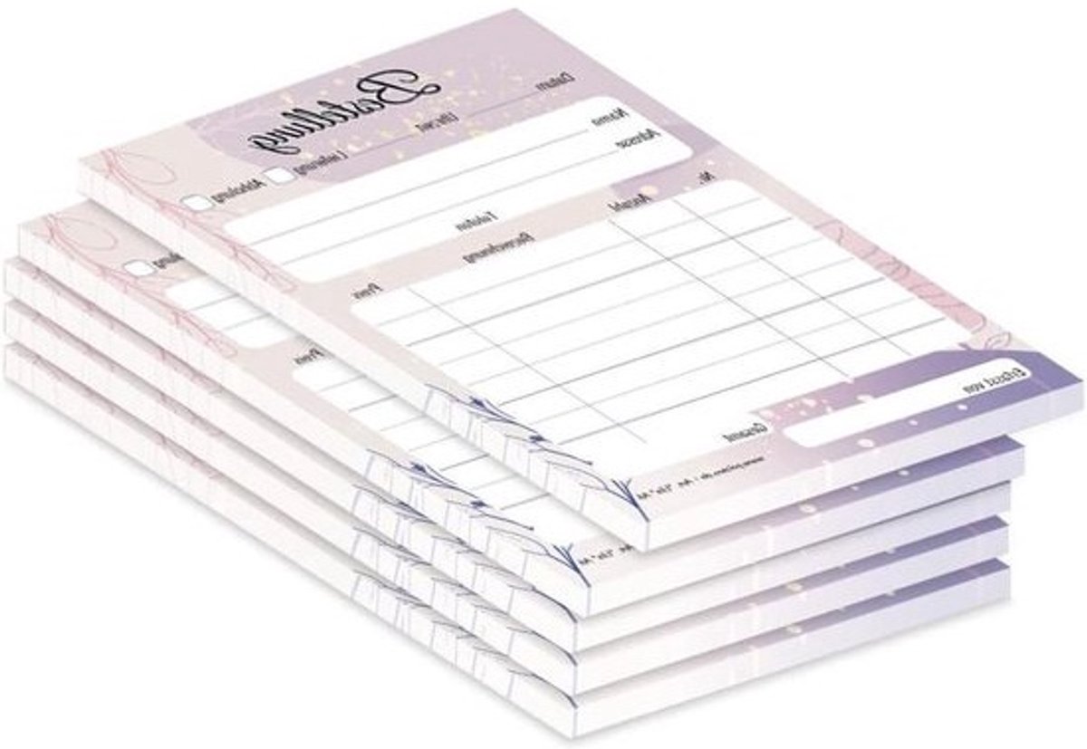 Bestelblok - Notitieblokken - Bestellingen Noteren - Lijmbinding - 5 stuks A6 - Paars