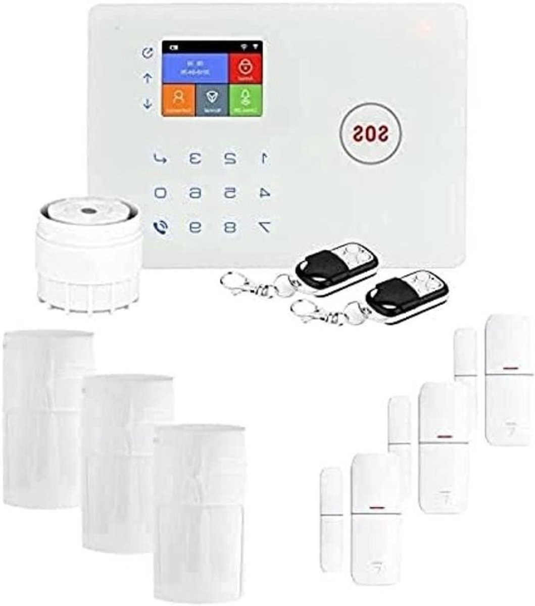 Draadloos Huisalarm - Beveiligingssysteem GSM Wifi - Huis Beveiligen - Dier Immuun - 180 Gram - Wit Zwart