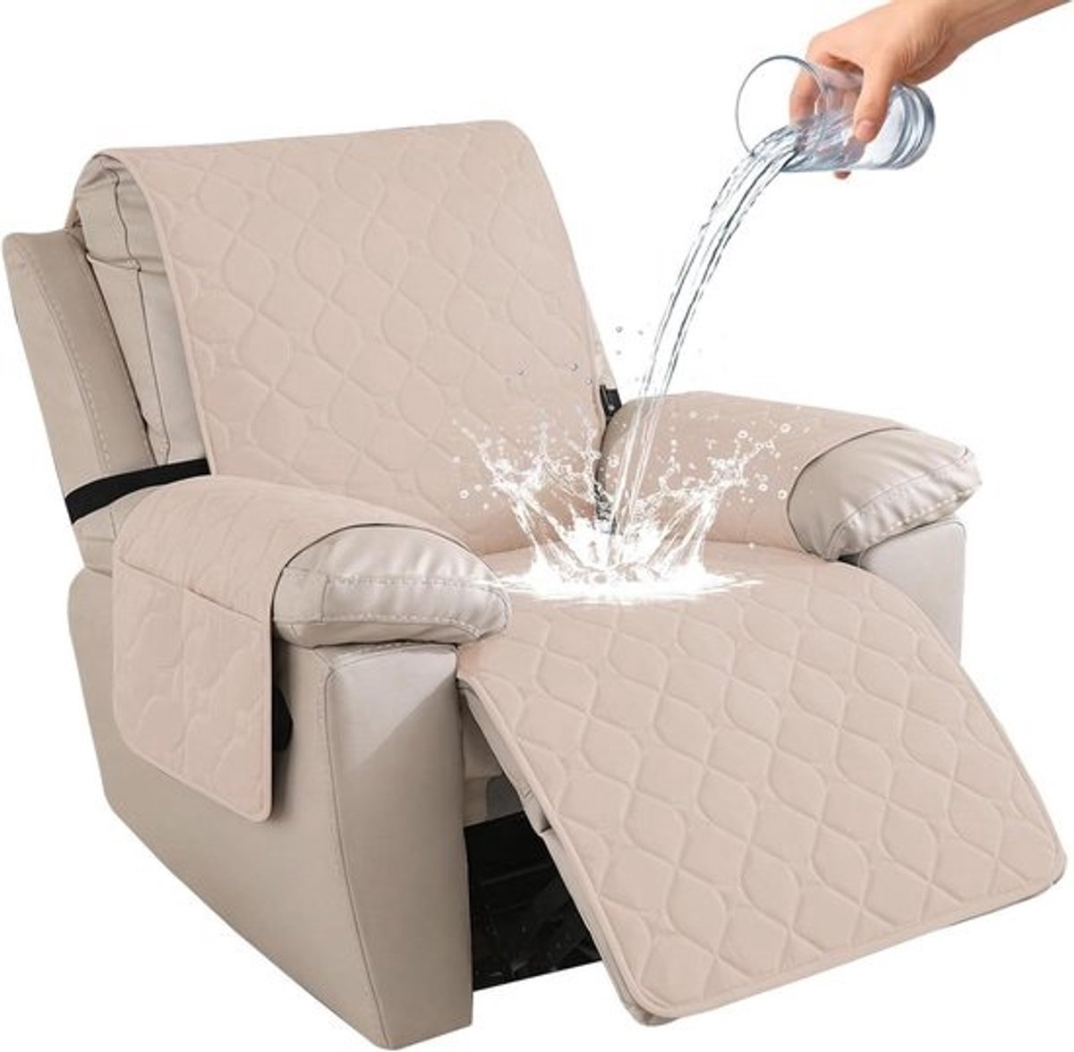 Fauteuilhoes - Stoelbeschermer Relaxstoel - Meubels Beschermen - Waterdicht Antislip - Groot 1 Plaats - Beige