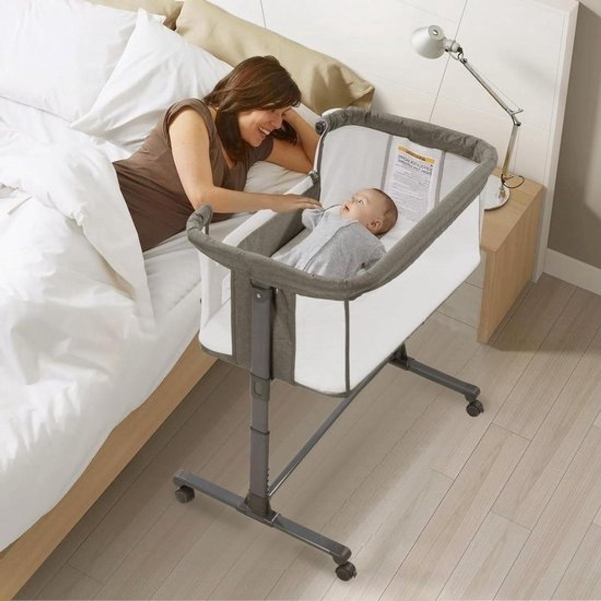 Babywieg 3-in-1 - Co-sleeper Reiswieg - Baby Comfort - Inklapbaar Verstelbaar - 53 x 90 x 83 cm - Grijs