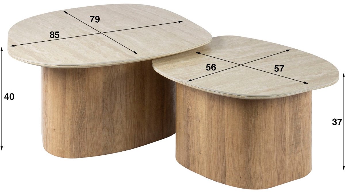 AnLi Style Salontafel Romano kiezel set/2