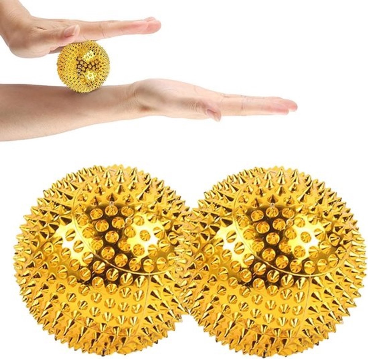 Handoefenballen - Knijpballen Stimulator - Stressverlichting Fitness - Magnetisch Acupunt Stimulatie - 3 maten beschikbaar - Zilver Goud