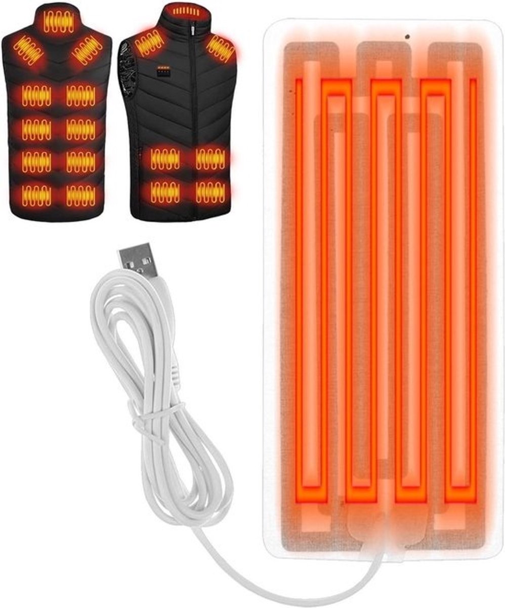 USB Doek Verwarmers - Elektrische Pads - Kleding Verwarmen - Gelijkmatige Verwarming - 8x18cm - Zwart